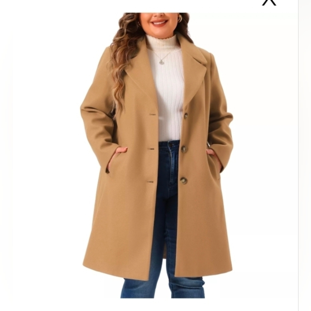 Allegra K Women's Coats Single Breasted Long Outerwear Winter Trench Coat Khaki
